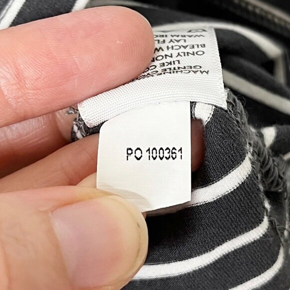 Marleylilly Women's T-Shirt S Black & Gray Striped Monogrammed Suede Long Sleeve - Picture 9 of 9